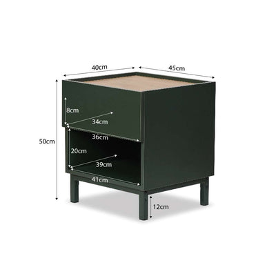 Murphy Bedside Table - Green/Natural