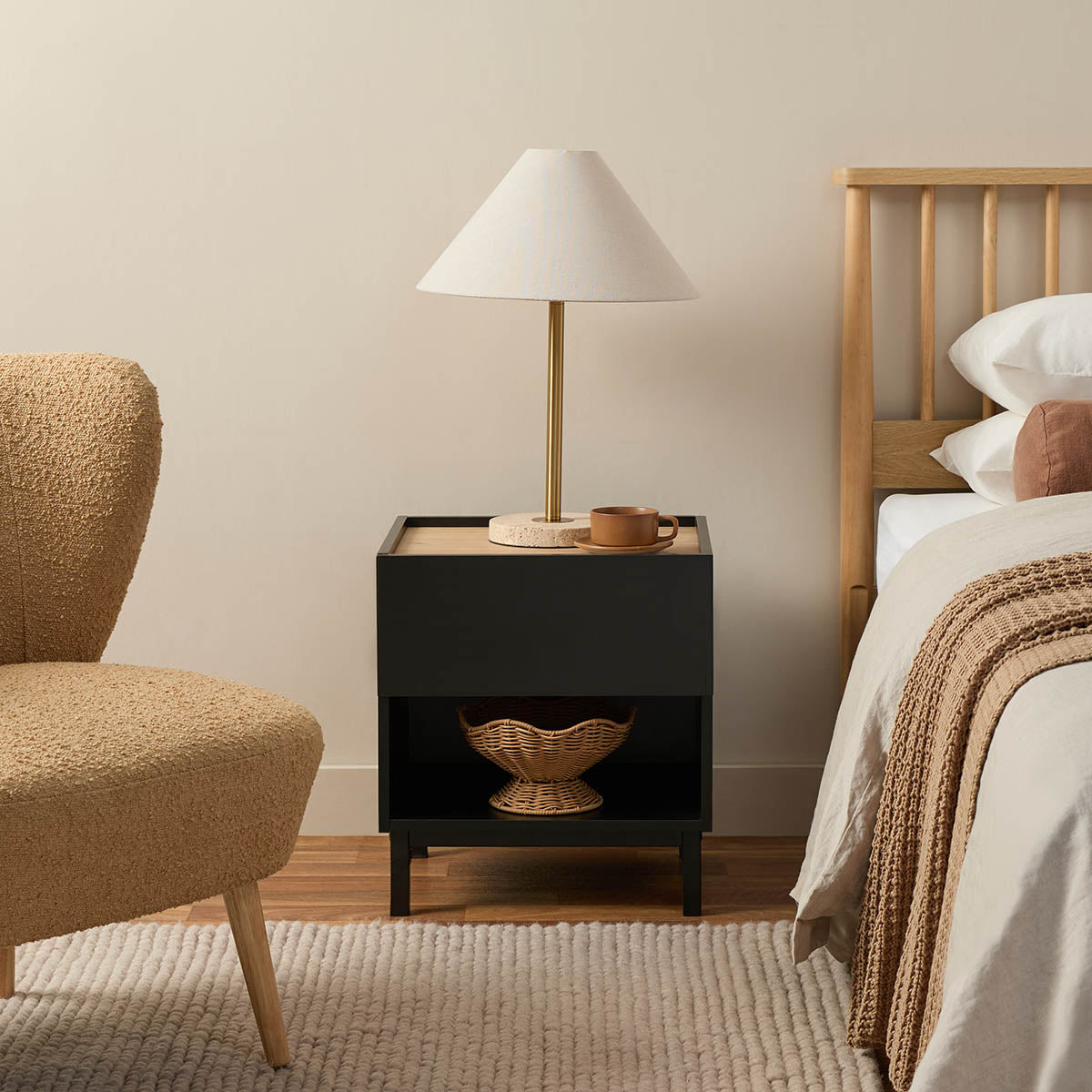 Murphy Bedside Table - Black/Natural