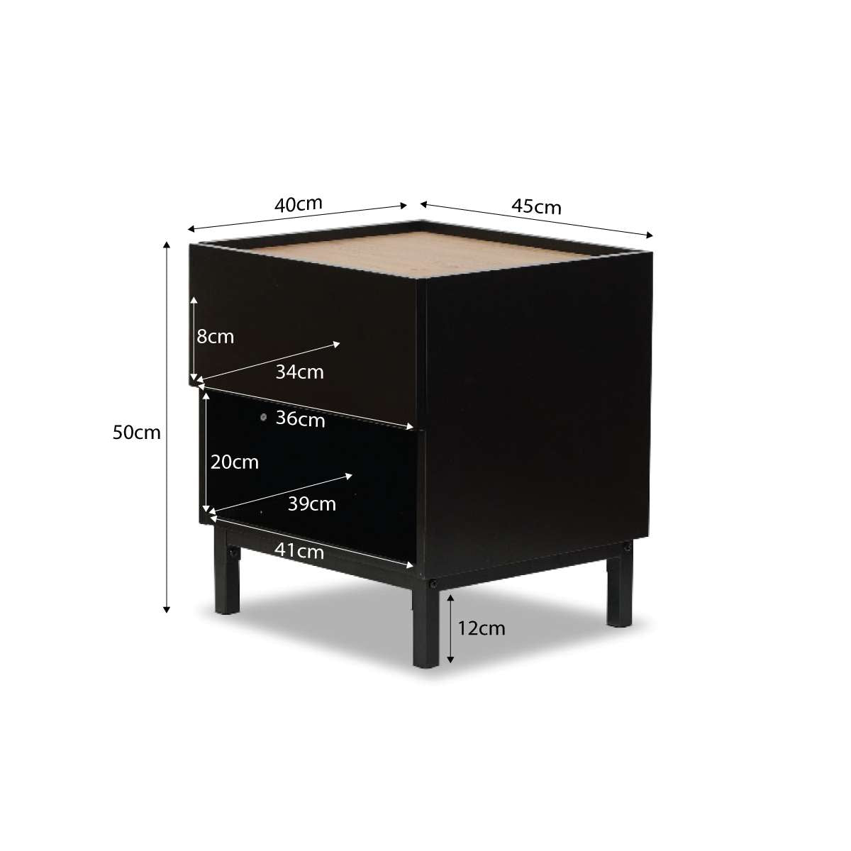 Murphy Bedside Table - Black/Natural