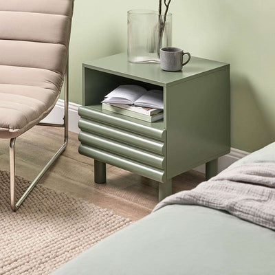 Theodore Ribbed Bedside Table - Green