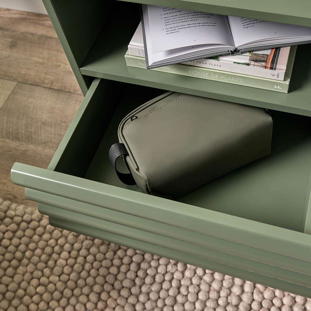 Theodore Ribbed Bedside Table - Green