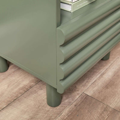 Theodore Ribbed Bedside Table - Green