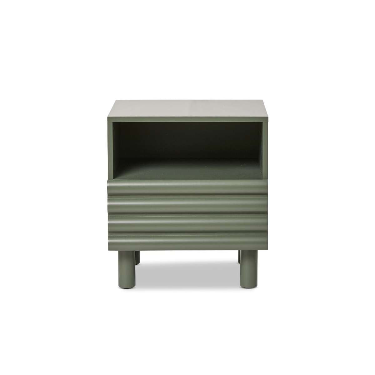 Theodore Ribbed Bedside Table - Green