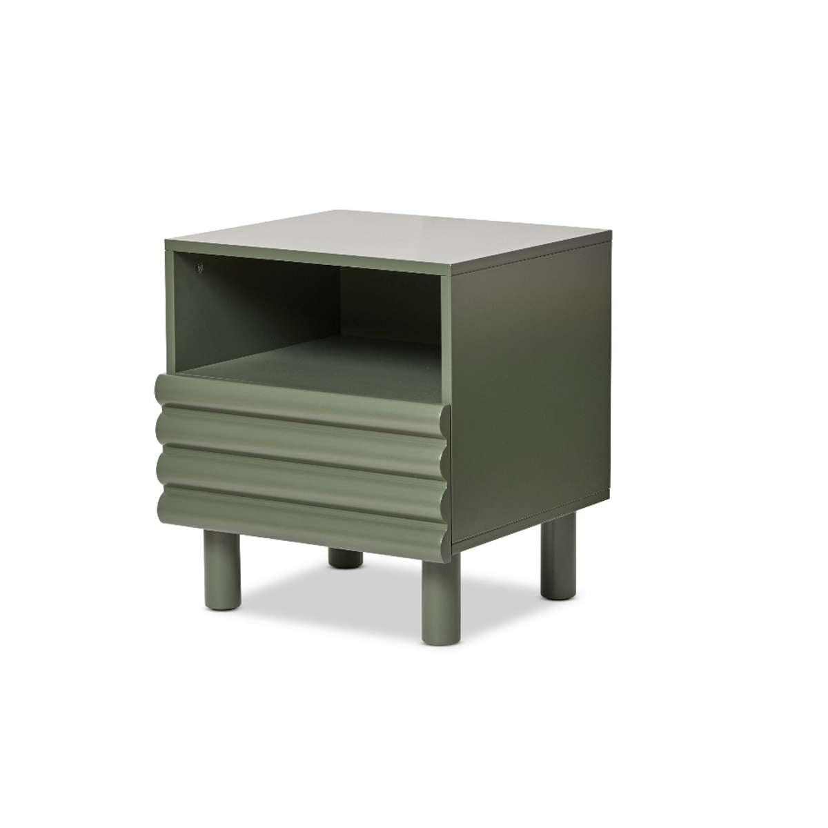 Theodore Ribbed Bedside Table - Green