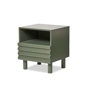 Theodore Ribbed Bedside Table - Green