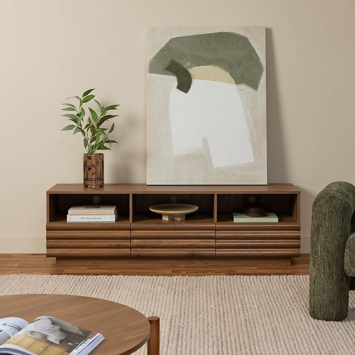 Theodore Ribbed Entertainment Unit - Walnut