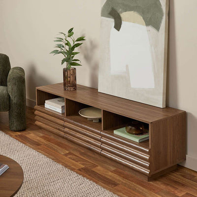 Theodore Ribbed Entertainment Unit - Walnut