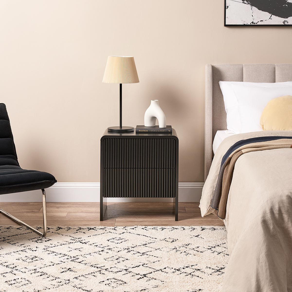 Majorca Bedside Table - Black