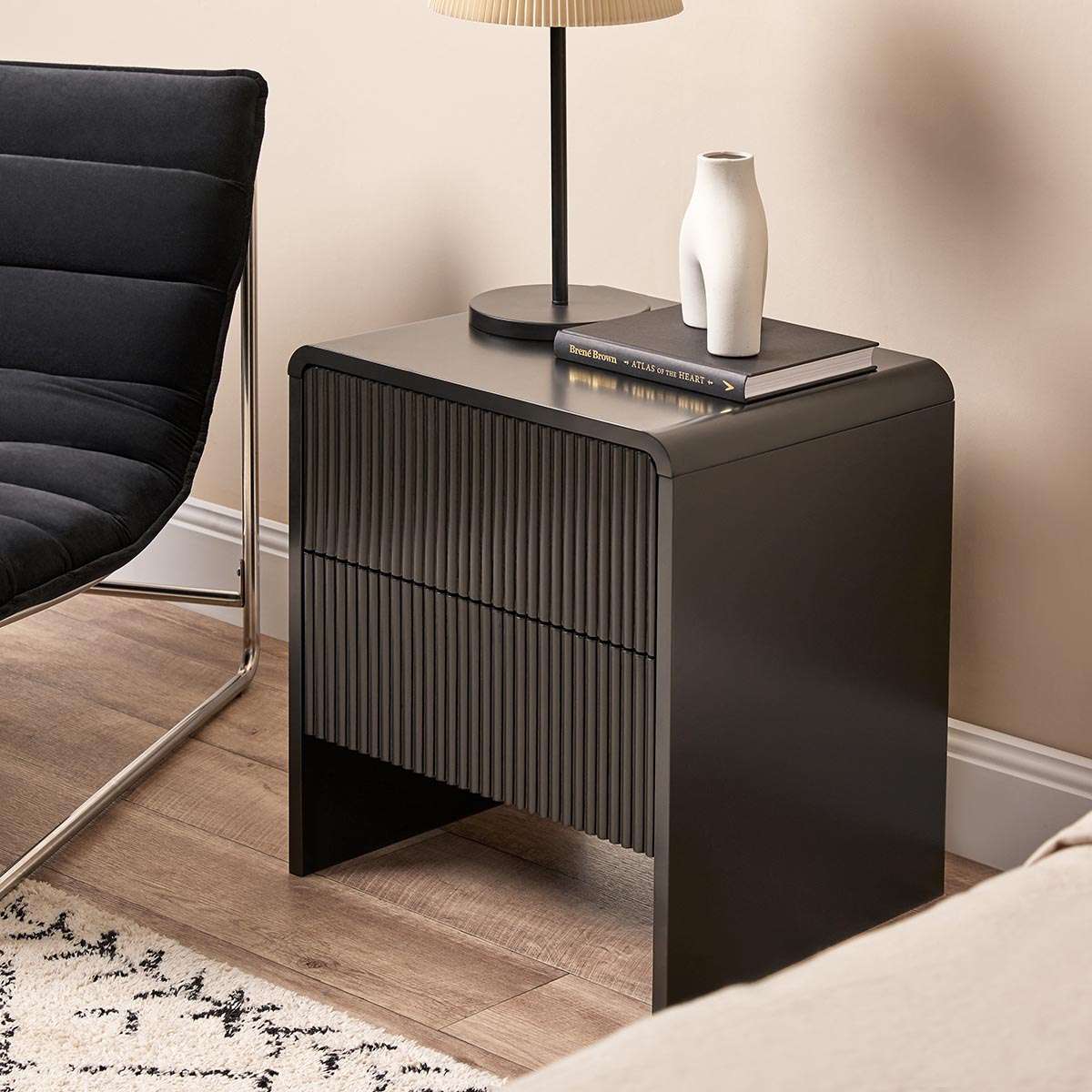 Majorca Bedside Table - Black