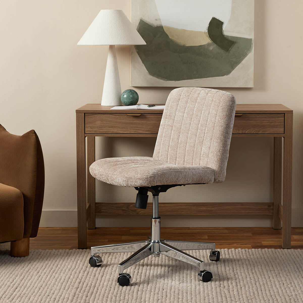 Luca Chrome Office Chair - Natural