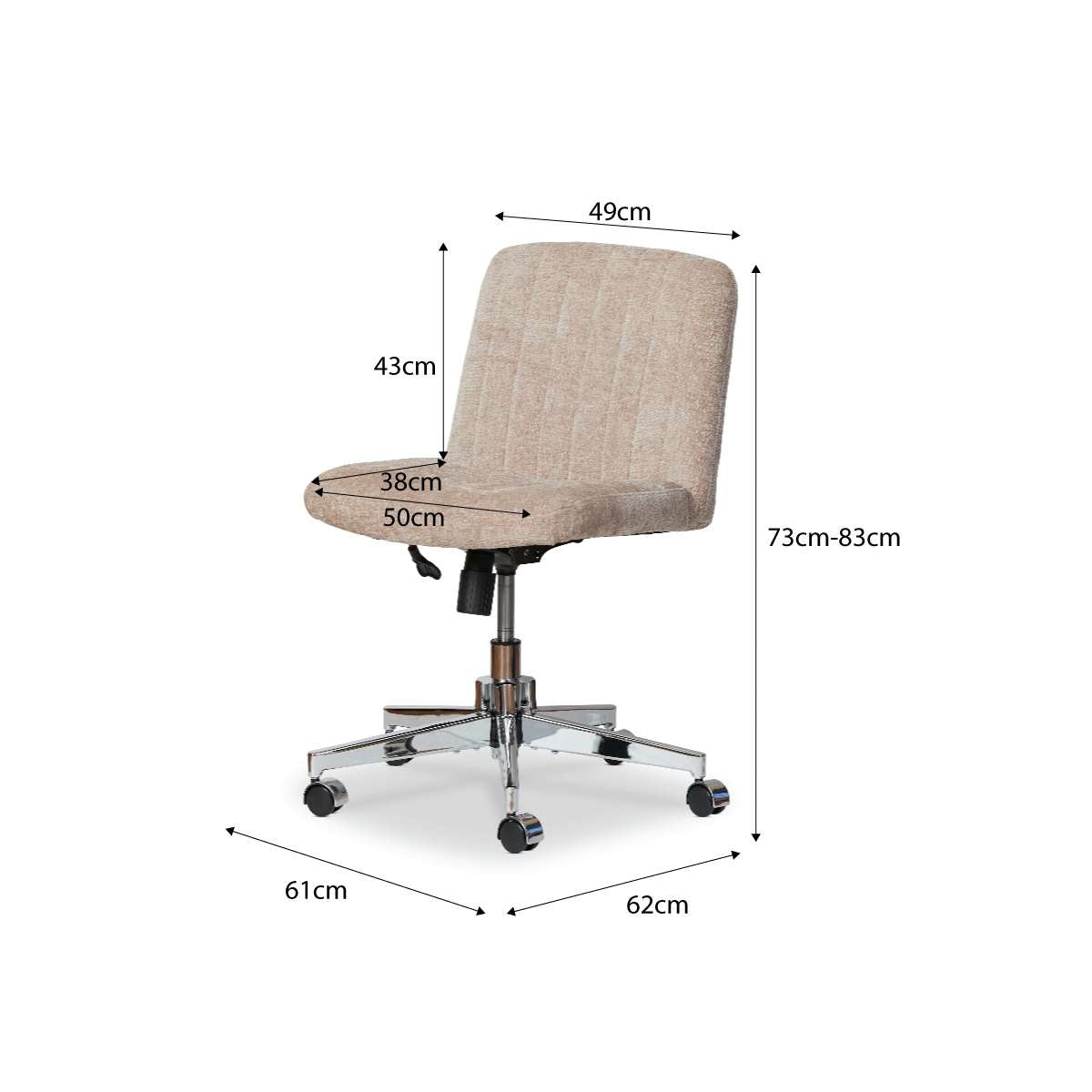 Luca Chrome Office Chair - Natural