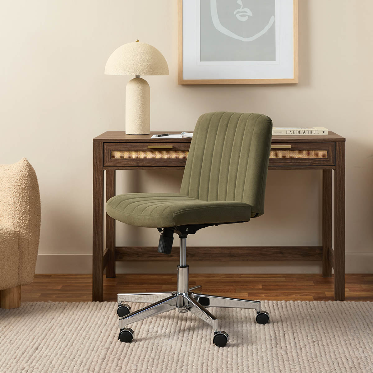 Luca Chrome Office Chair - Green