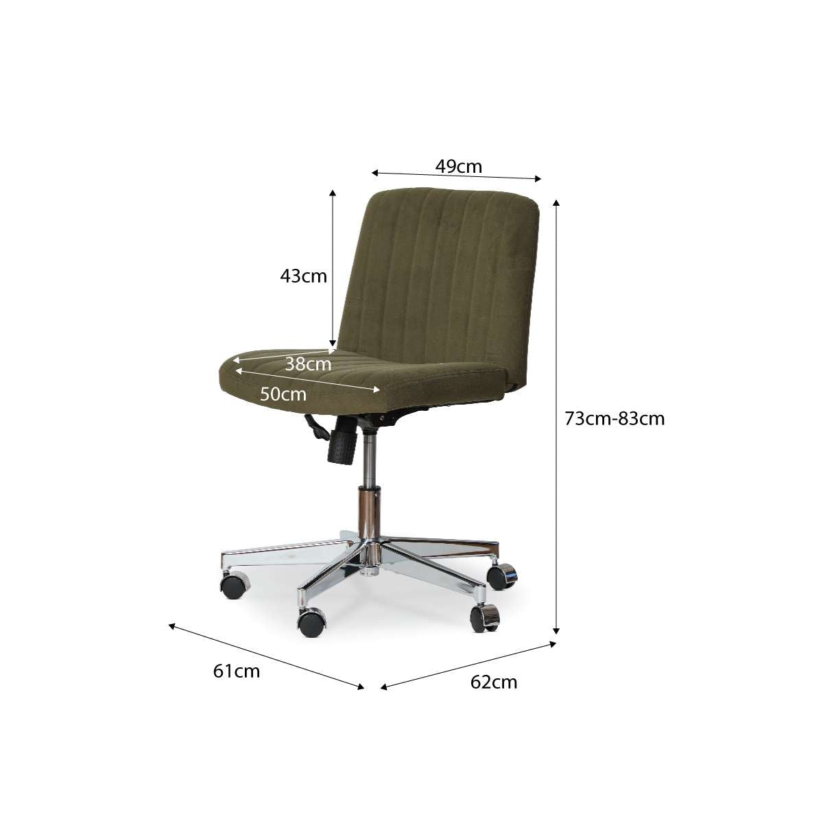 Luca Chrome Office Chair - Green