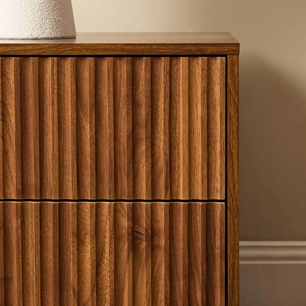 Deven Ball Feet Bedside Table - Walnut