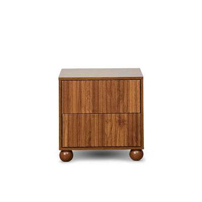 Deven Ball Feet Bedside Table - Walnut