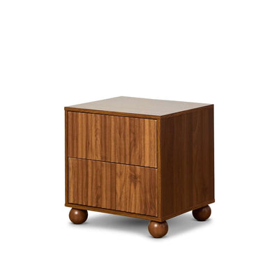 Deven Ball Feet Bedside Table - Walnut