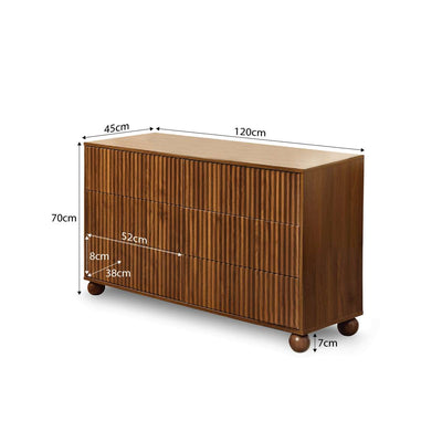 Deven Ball Feet Six Drawer - Walnut