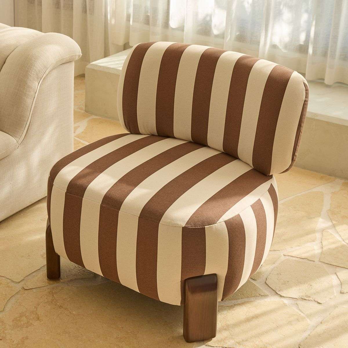 Ted Stripe Occasional Chair - Cream/Chocolate