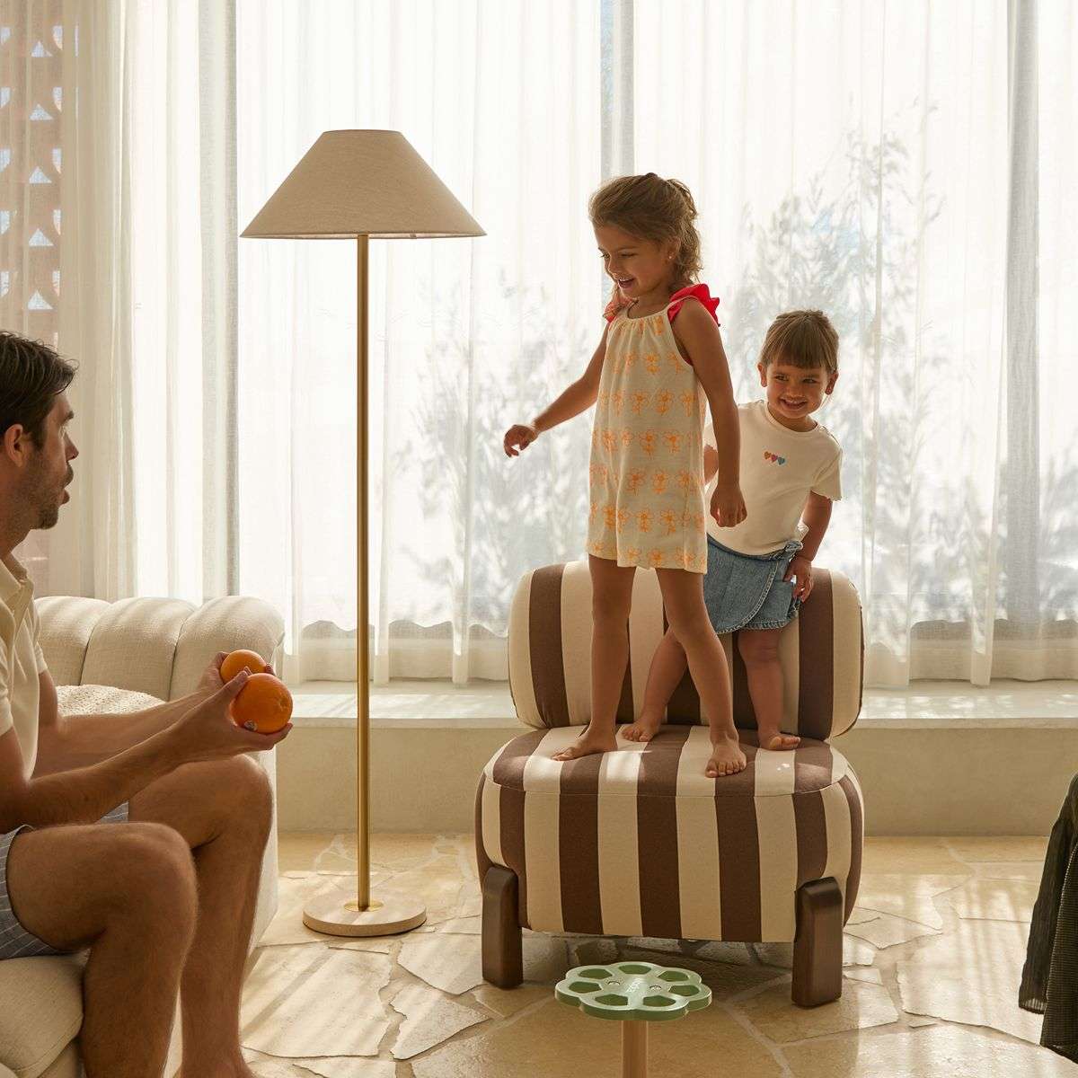 Ted Stripe Occasional Chair - Cream/Chocolate