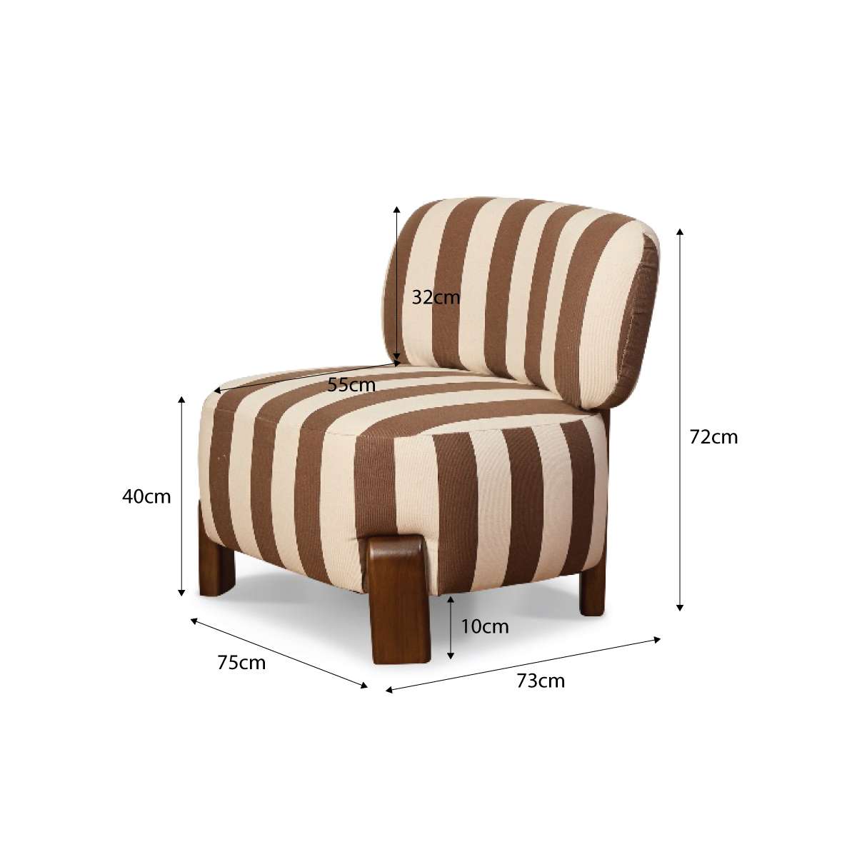 Ted Stripe Occasional Chair - Cream/Chocolate