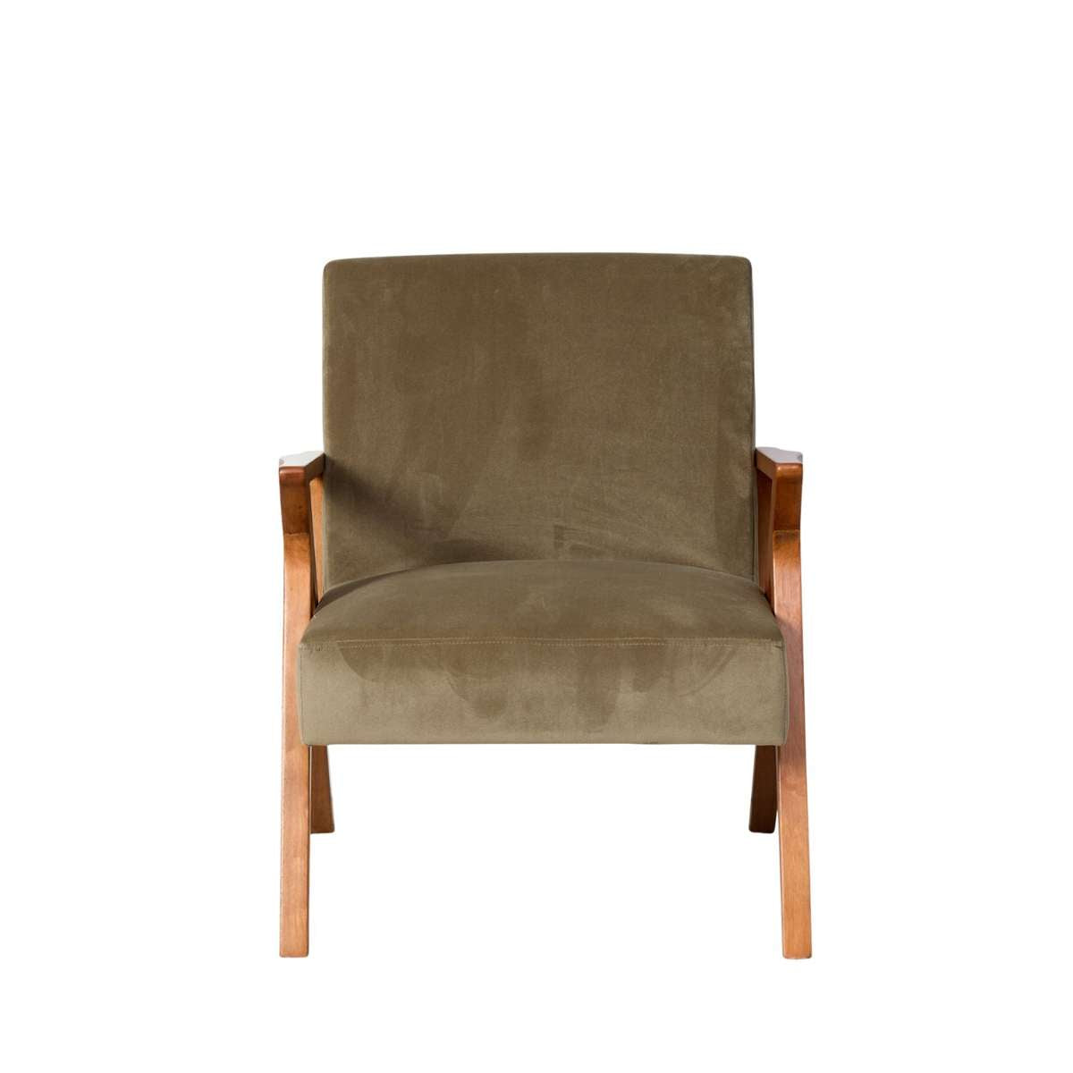 Ray Velvet Occasional Chair - Sage/Walnut