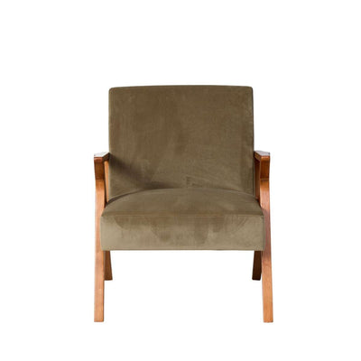 Ray Velvet Occasional Chair - Sage/Walnut
