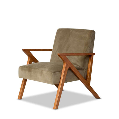 Ray Velvet Occasional Chair - Sage/Walnut