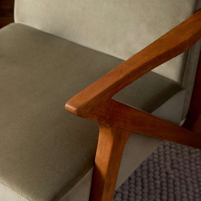 Ray Velvet Occasional Chair - Sage/Walnut