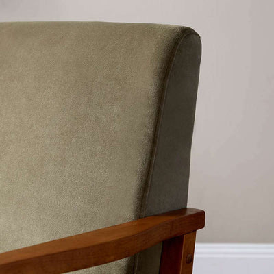 Ray Velvet Occasional Chair - Sage/Walnut