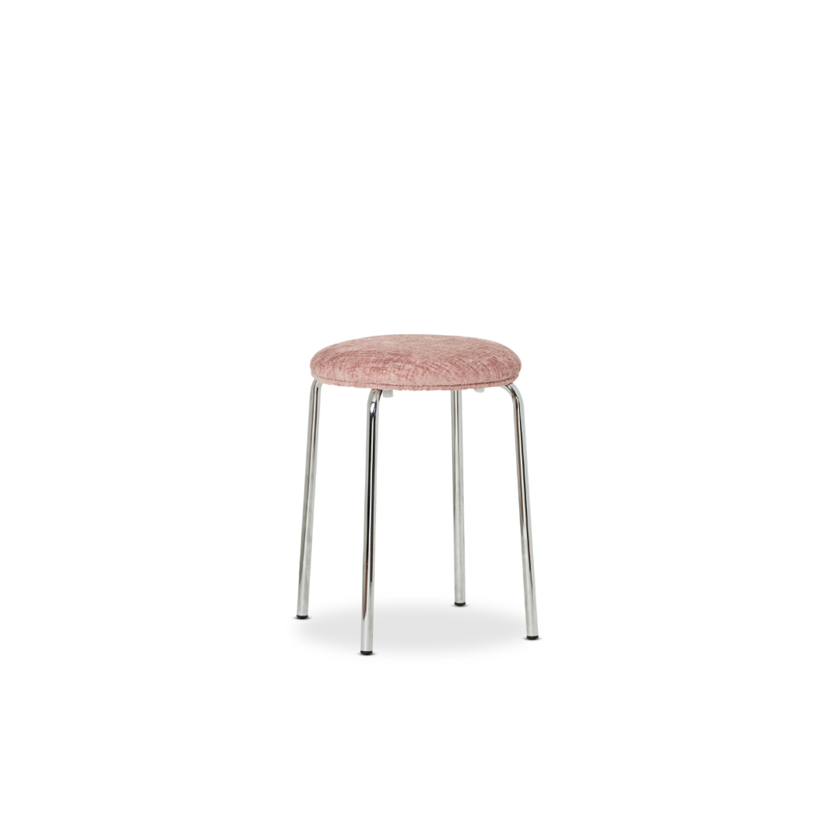 Vivi Chrome Stool - Pink Chenille