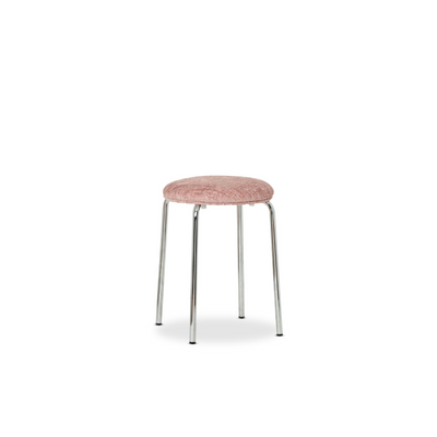 Vivi Chrome Stool - Pink Chenille