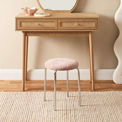 Vivi Chrome Stool - Pink Chenille