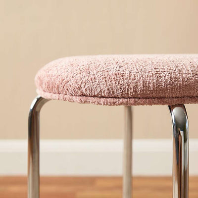 Vivi Chrome Stool - Pink Chenille