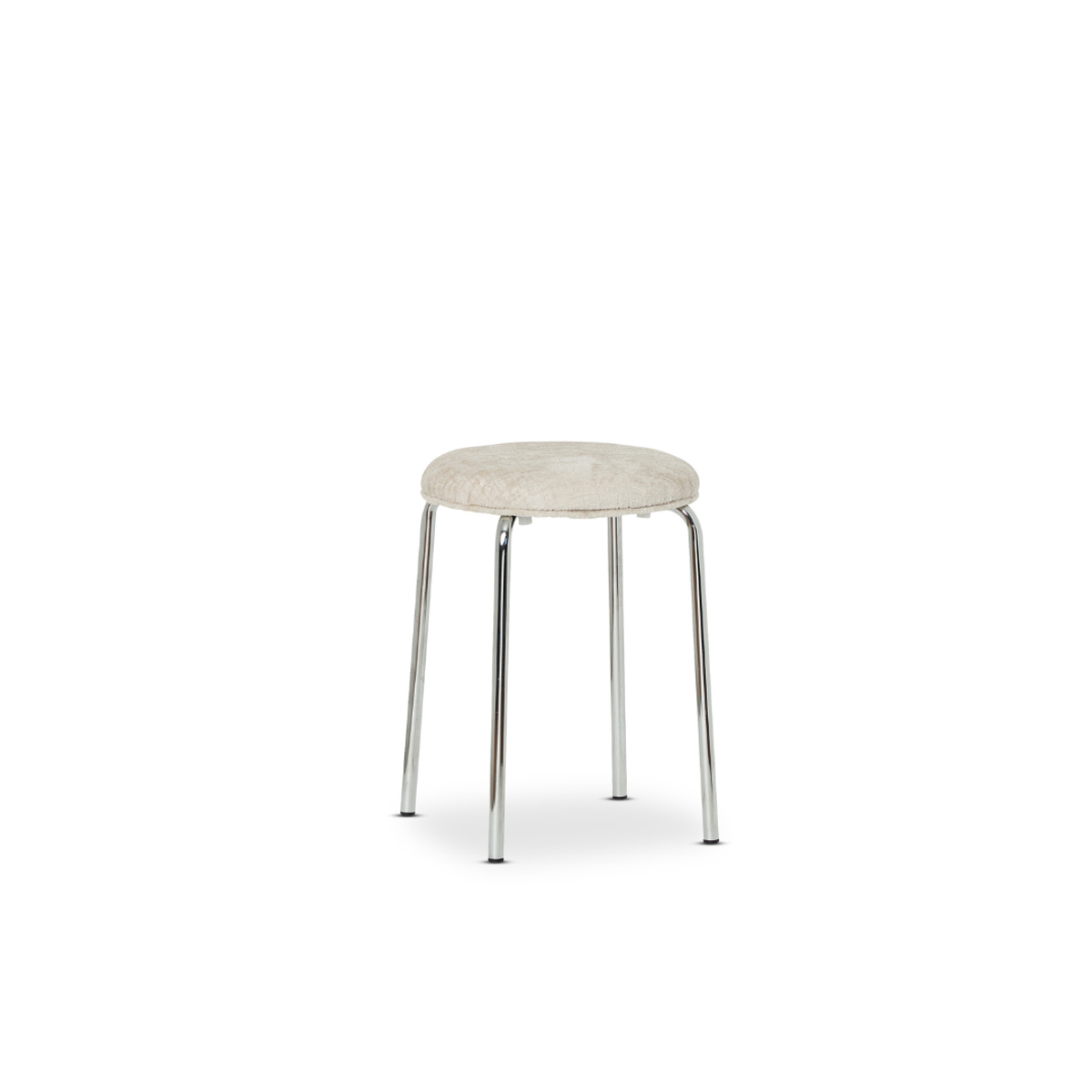 Vivi Chrome Stool - Cream Chenille