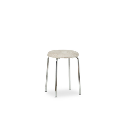 Vivi Chrome Stool - Cream Chenille