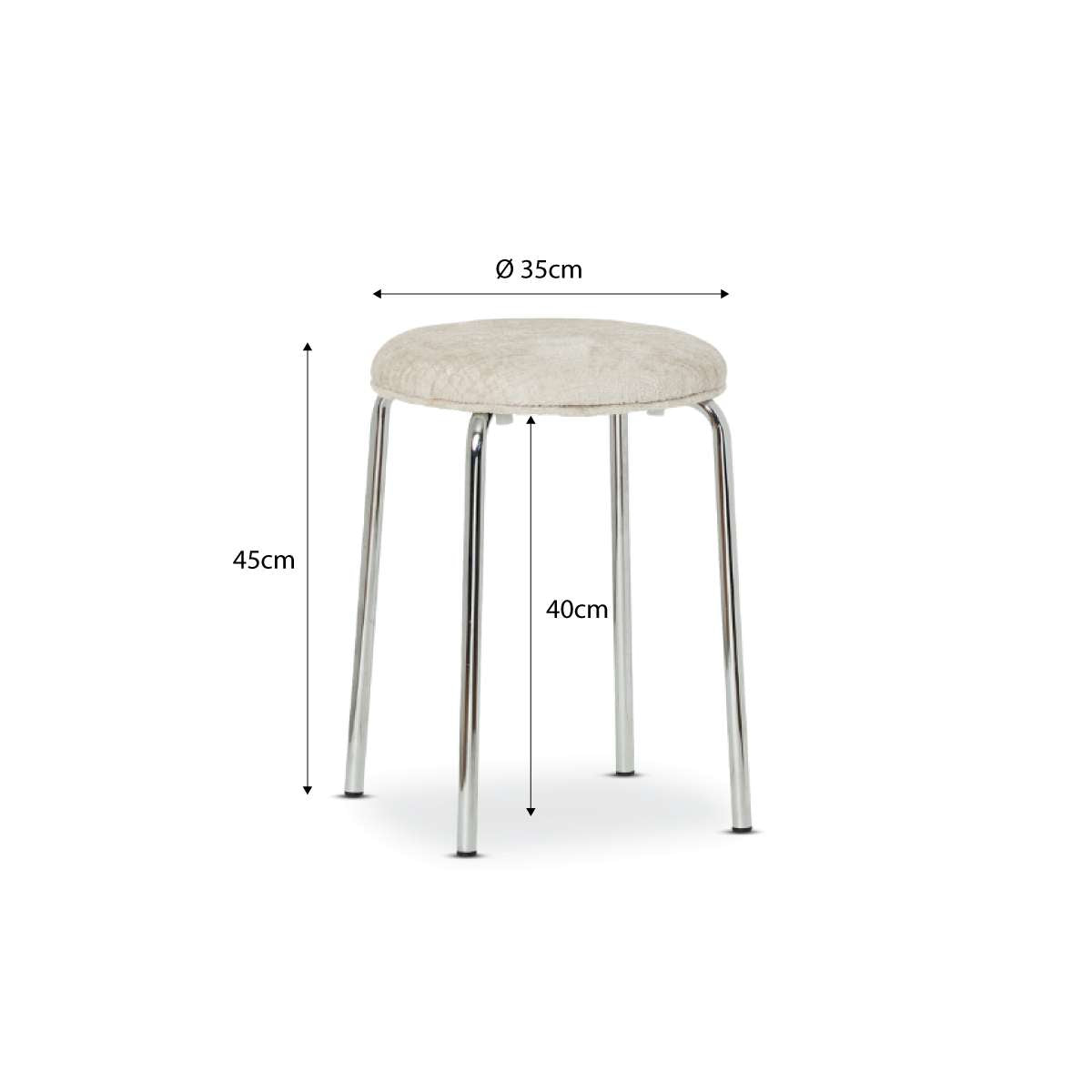 Vivi Chrome Stool - Cream Chenille
