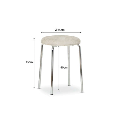 Vivi Chrome Stool - Cream Chenille