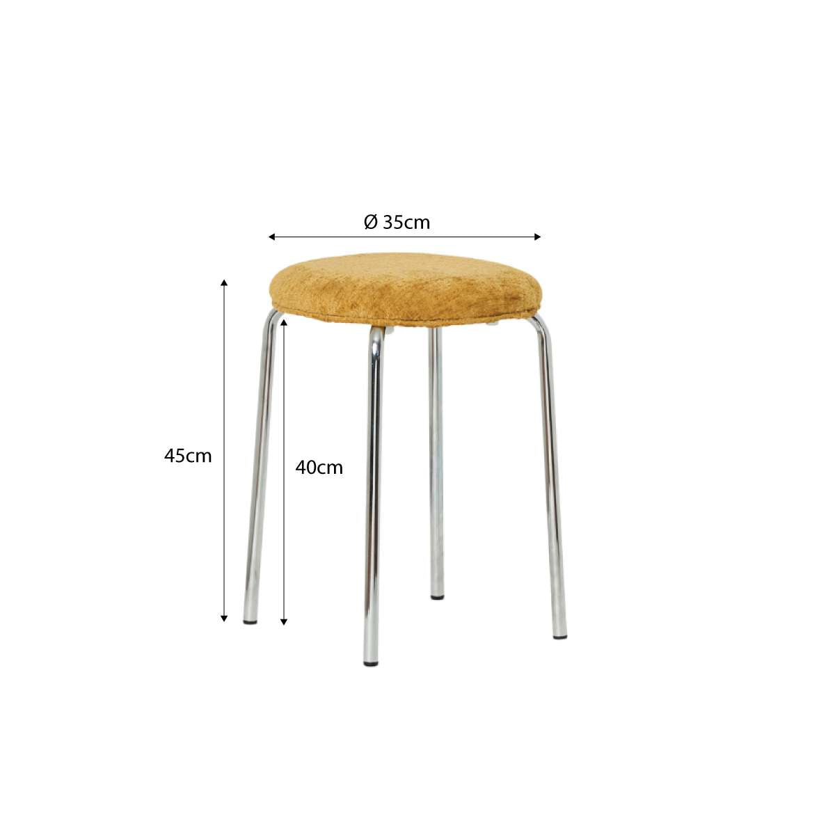 Vivi Chrome Stool - Mustard Chenille