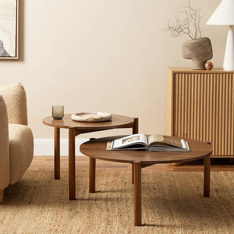 Blair Round Nesting Coffee Tables - Walnut