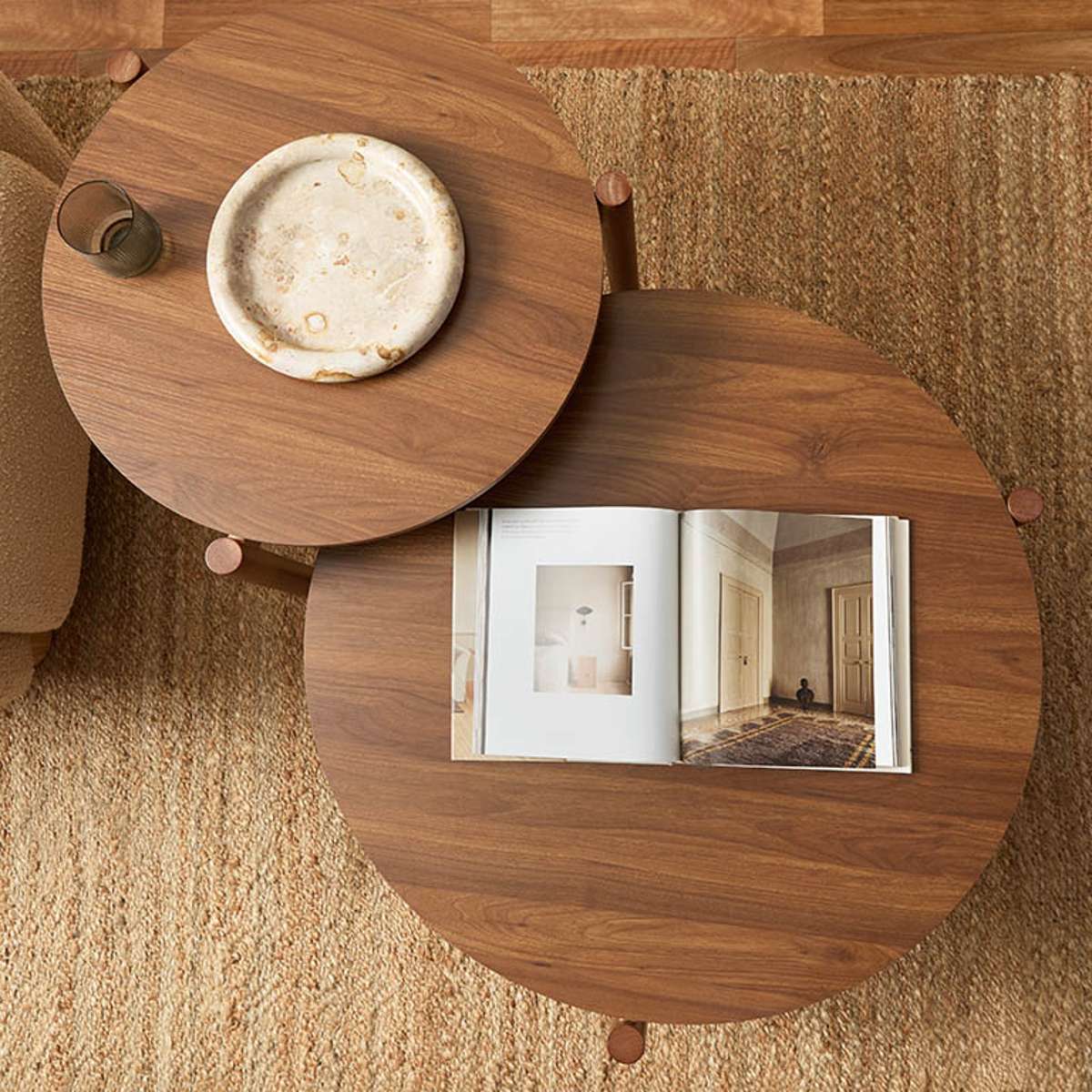 Blair Round Nesting Coffee Tables - Walnut