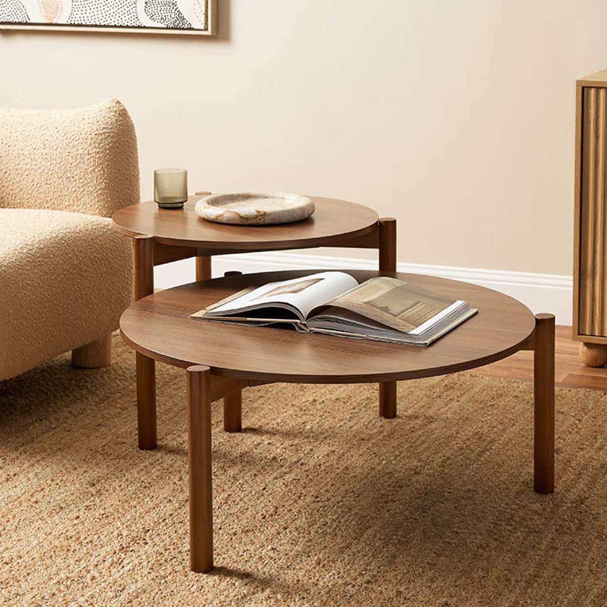 Blair Round Nesting Coffee Tables - Walnut