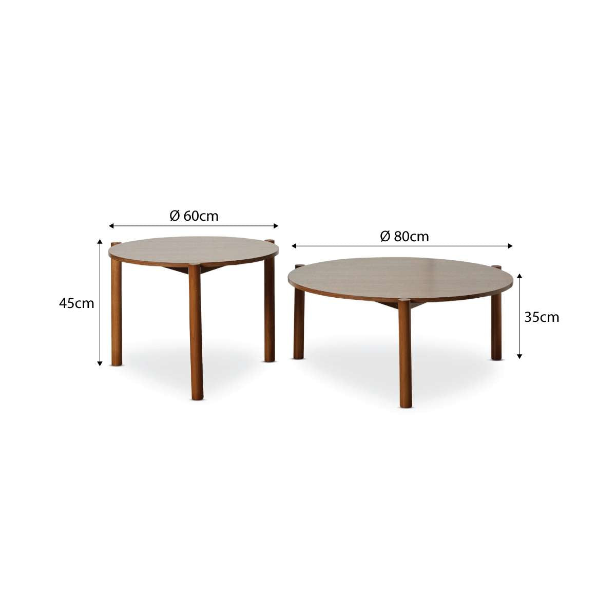 Blair Round Nesting Coffee Tables - Walnut