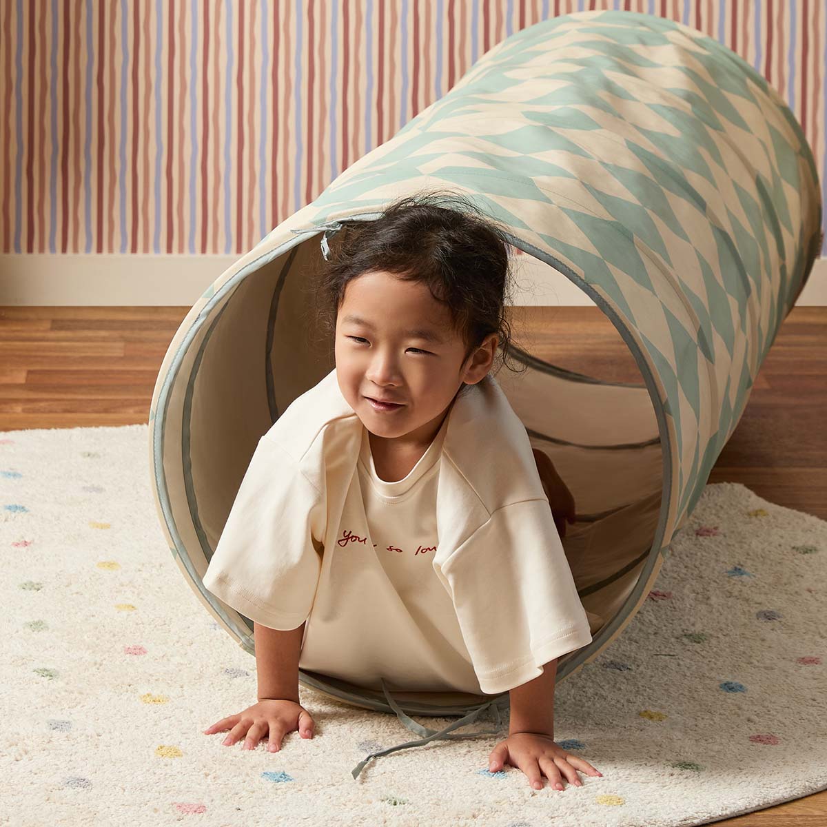 Tunnel - Green/Cream Checkerboard