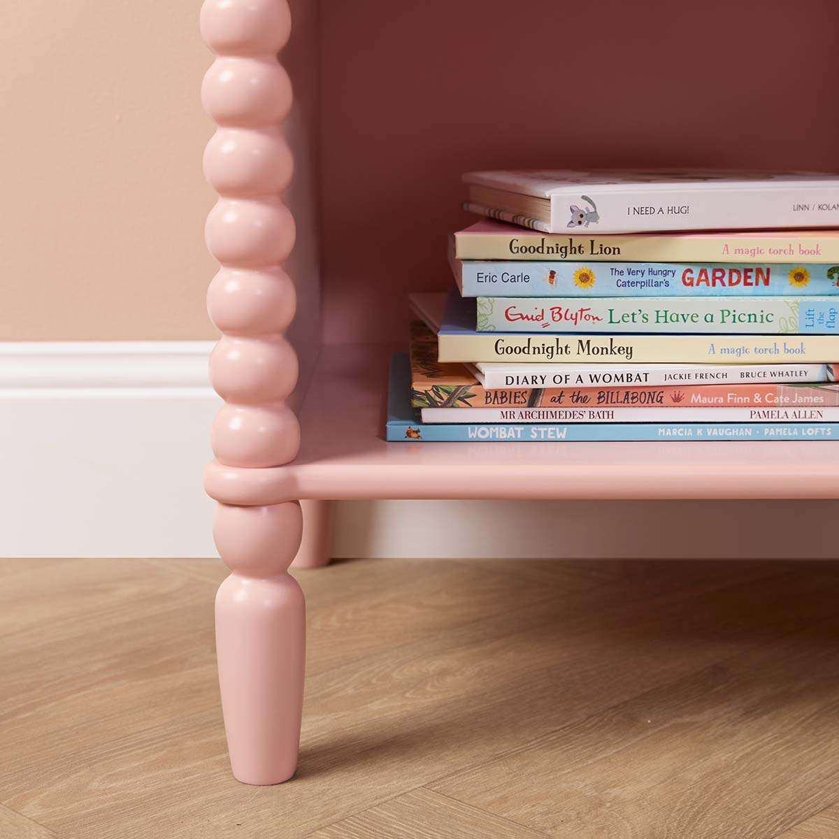 Betti Bobbin One Drawer Bedside Table - Pink