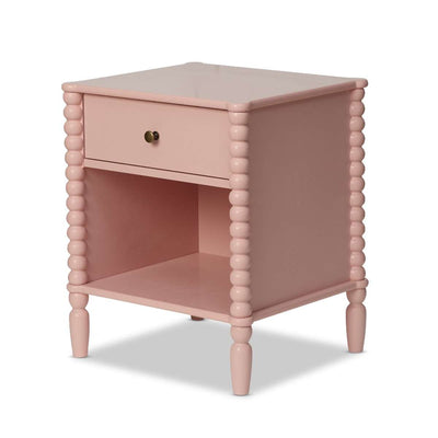 Betti Bobbin One Drawer Bedside Table - Pink