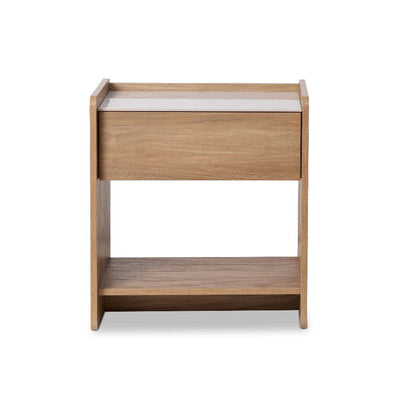Avery Stone Top Bedside Table - Pecan