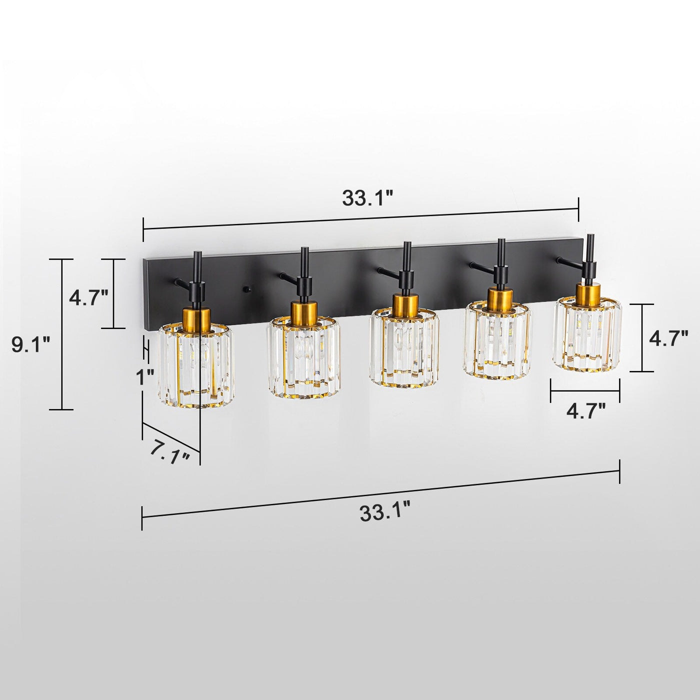 Modern Dimmable Crystal Bathroom Vanity Light Wall Sconces with Crystal Shades