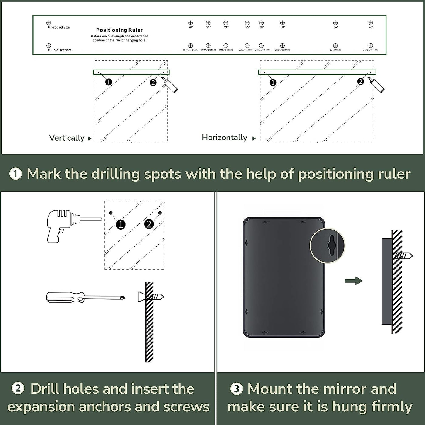 TokeShimi Modern Metal Frame Bathroom Vanity Wall Mirror
