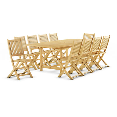 Amazonia 11 piece FSC Certified Teak Wood Outdoor Patio Dining Set - Seats 10 - 11 Piece