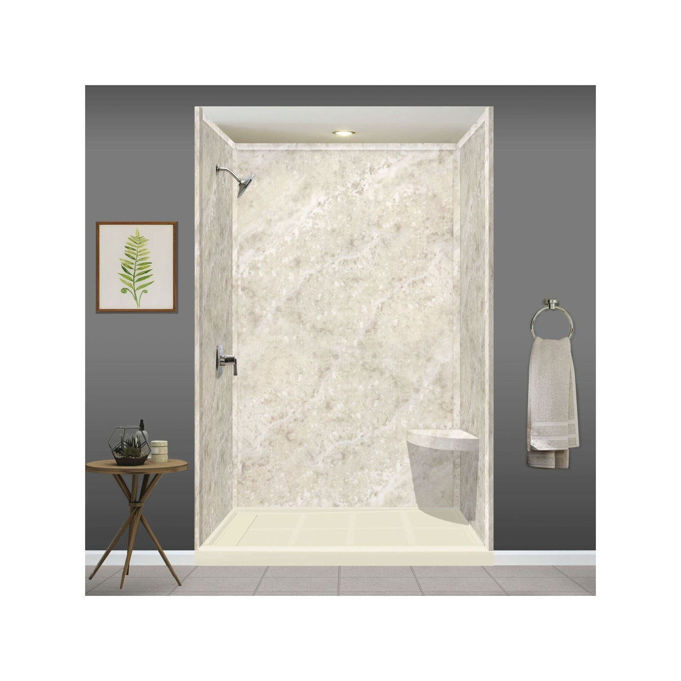 Transolid Studio 14-In X 14-In Solid Surface Wall-Mount Corner Shower Seat - 14.5 x 14.25 x 3